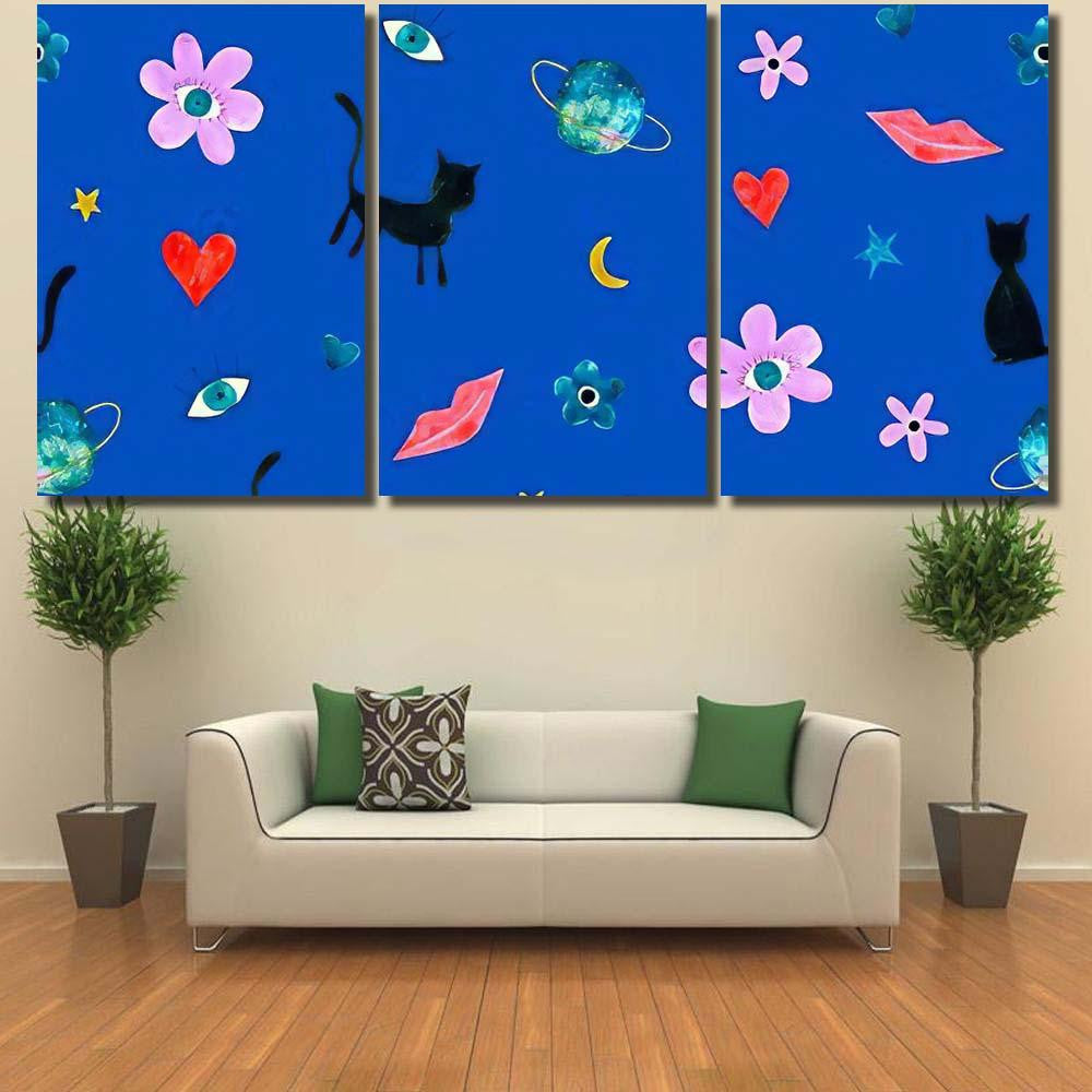 Hand Abstract Watercolor Cats Planets 19 Galaxy Sky and Space Multi Piece Panel Canvas Home Decor Housewarming Gift Ideas Poster Canvas Gallery Prints