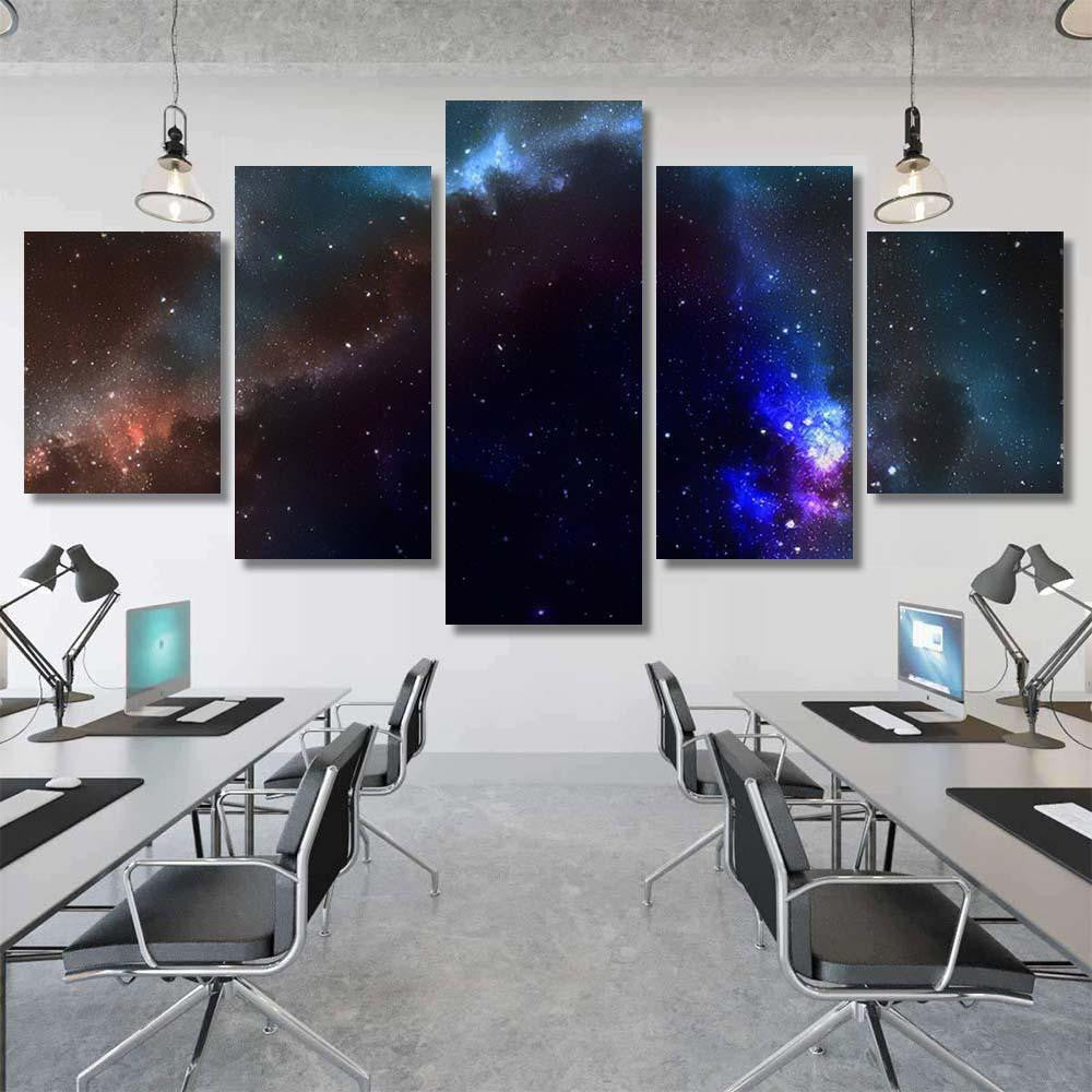 Space View Shiny Blue Nebula Digital Galaxy Sky and Space Multi Piece Panel Canvas Home Decor Housewarming Gift Ideas Poster Canvas Gallery Prints