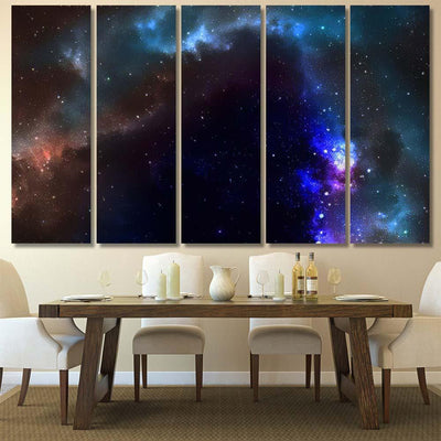 Space View Shiny Blue Nebula Digital Galaxy Sky and Space Multi Piece Panel Canvas Home Decor Housewarming Gift Ideas Poster Canvas Gallery Prints