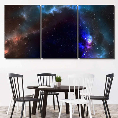 Space View Shiny Blue Nebula Digital Galaxy Sky and Space Multi Piece Panel Canvas Home Decor Housewarming Gift Ideas Poster Canvas Gallery Prints