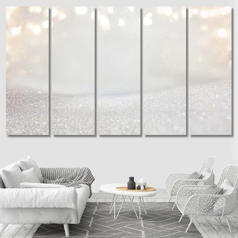 Glitter Vintage Lights Background Silver Light 5  1 Galaxy Sky and Space Multi Piece Panel Canvas Home Decor Housewarming Gift Ideas Poster Canvas Gallery Prints