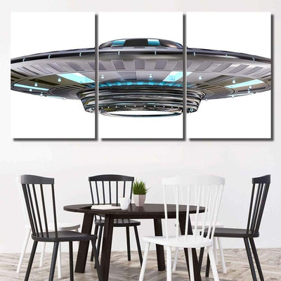Metal Silver Vintage Ufo Isolated On Galaxy Sky and Space Multi Piece Panel Canvas Home Decor Housewarming Gift Ideas Poster Canvas Gallery Prints