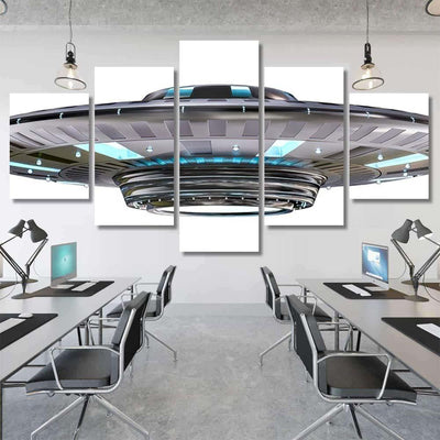 Metal Silver Vintage Ufo Isolated On Galaxy Sky and Space Multi Piece Panel Canvas Home Decor Housewarming Gift Ideas Poster Canvas Gallery Prints