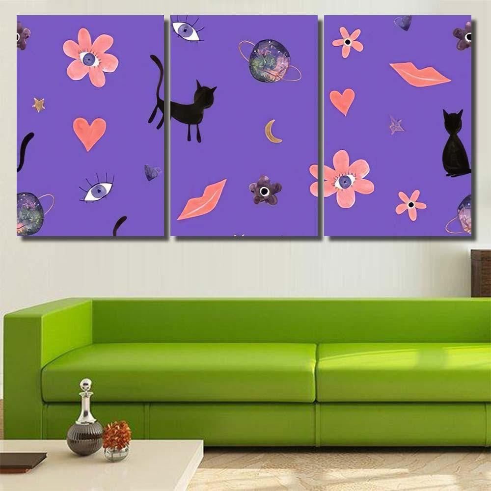 Hand Abstract Watercolor Cats Planets 11 Galaxy Sky and Space Multi Piece Panel Canvas Home Decor Housewarming Gift Ideas Poster Canvas Gallery Prints