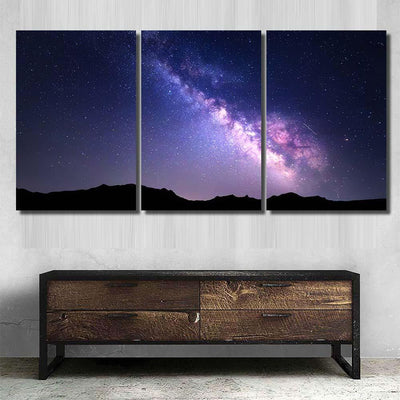 Landscape Milky Way Night Sky Stars 4 Galaxy Sky and Space Multi Piece Panel Canvas Home Decor Housewarming Gift Ideas Poster Canvas Gallery Prints