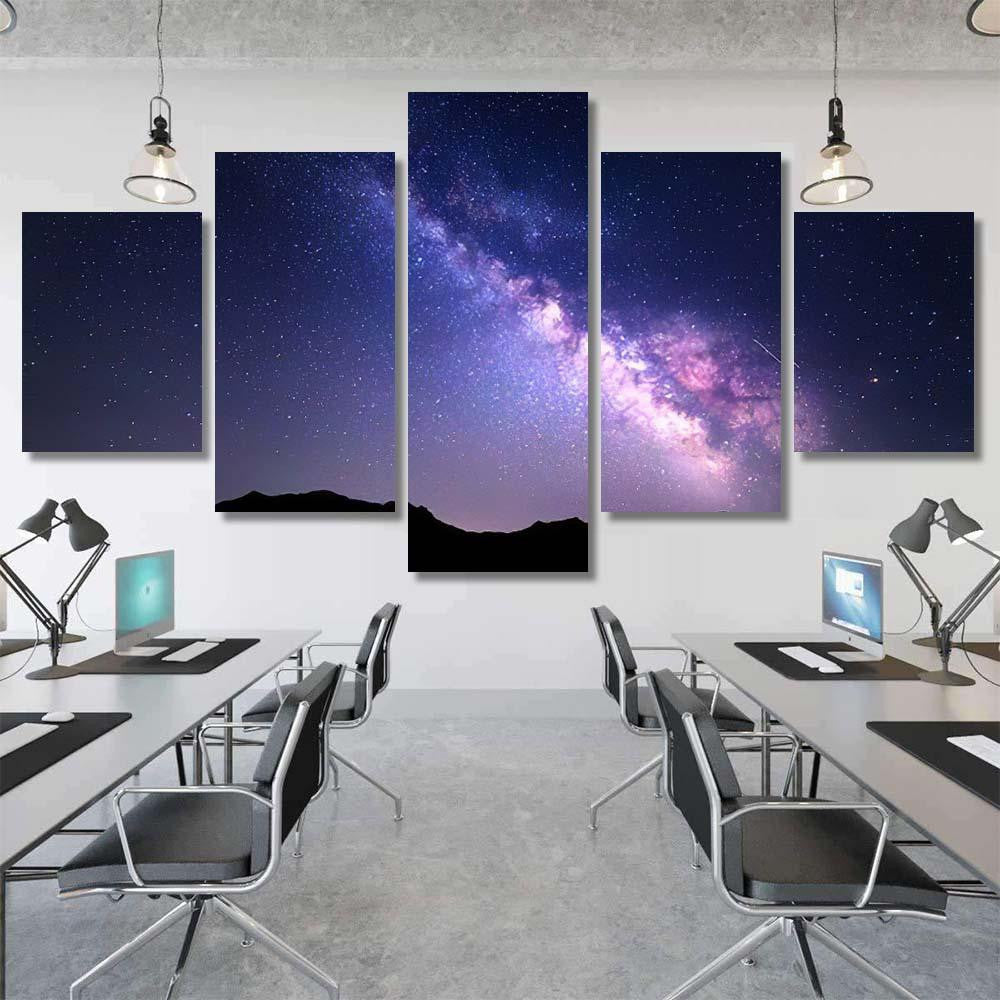 Landscape Milky Way Night Sky Stars 4 Galaxy Sky and Space Multi Piece Panel Canvas Home Decor Housewarming Gift Ideas Poster Canvas Gallery Prints