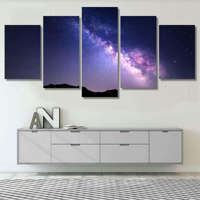 Landscape Milky Way Night Sky Stars 4 Galaxy Sky and Space Multi Piece Panel Canvas Home Decor Housewarming Gift Ideas Poster Canvas Gallery Prints