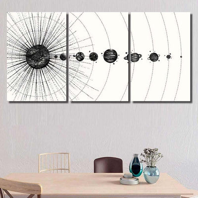 Solar System Dotwork Style Planets Orbit Galaxy Sky and Space Multi Piece Panel Canvas Home Decor Housewarming Gift Ideas Poster Canvas Gallery Prints