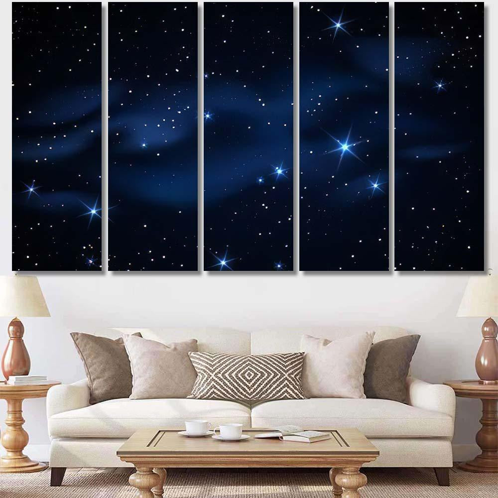 Milky Way Galaxy Black Vector Background Galaxy Sky and Space Multi Piece Panel Canvas Home Decor Housewarming Gift Ideas Poster Canvas Gallery Prints