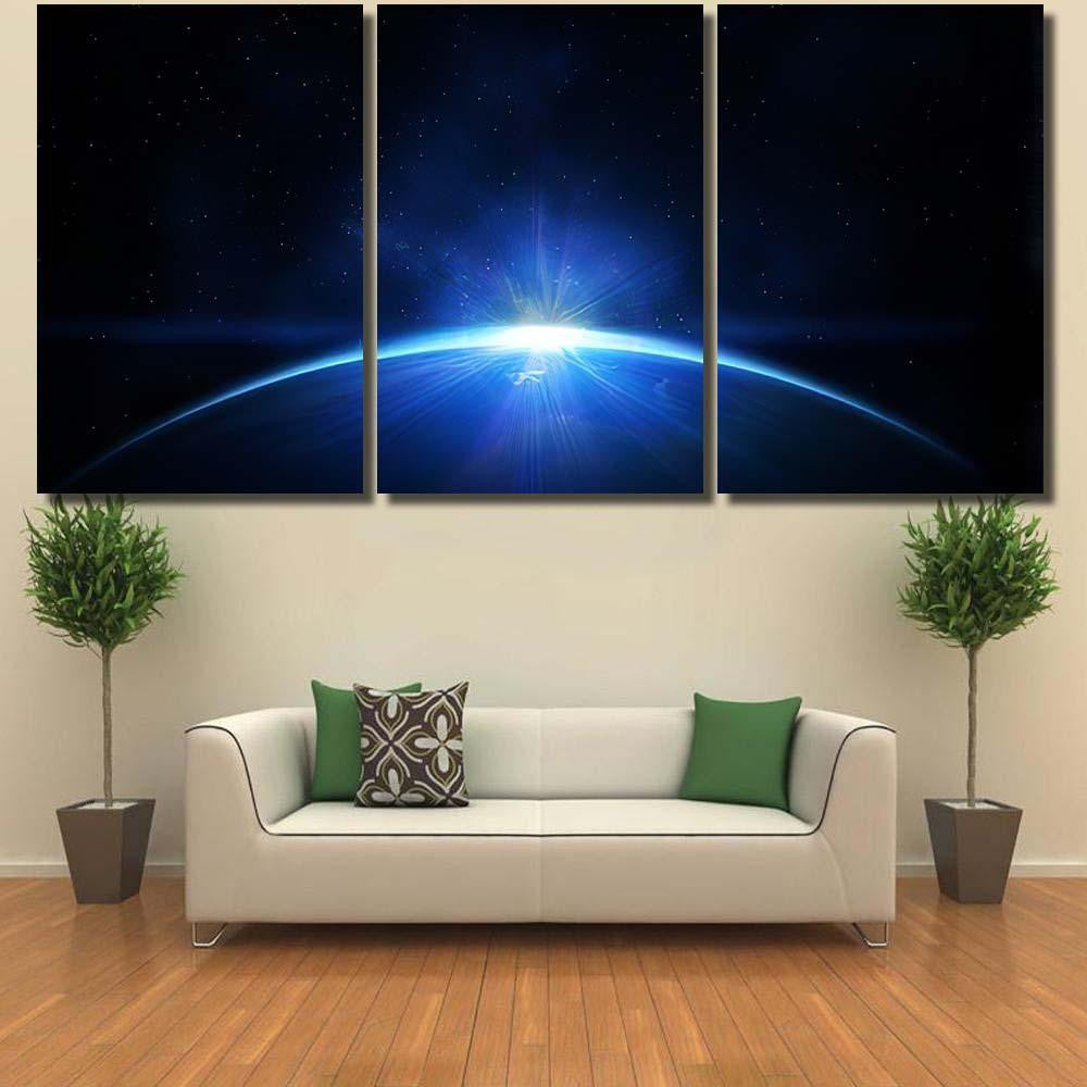 Planet Earth Sunrise Space 1 Galaxy Sky and Space Multi Piece Panel Canvas Home Decor Housewarming Gift Ideas Poster Canvas Gallery Prints