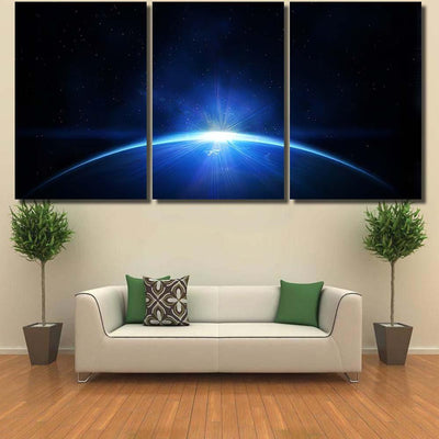 Planet Earth Sunrise Space 1 Galaxy Sky and Space Multi Piece Panel Canvas Home Decor Housewarming Gift Ideas Poster Canvas Gallery Prints