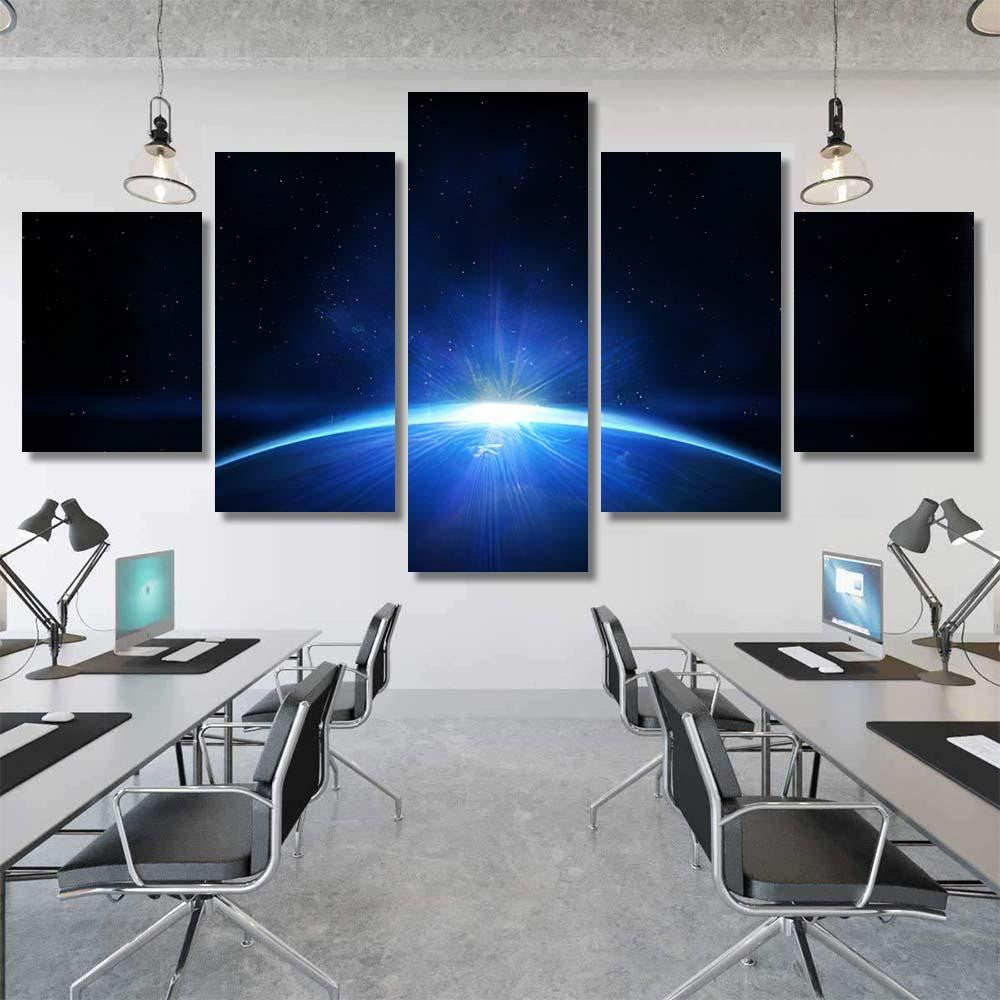 Planet Earth Sunrise Space 1 Galaxy Sky and Space Multi Piece Panel Canvas Home Decor Housewarming Gift Ideas Poster Canvas Gallery Prints