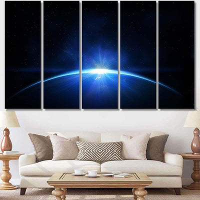 Planet Earth Sunrise Space 1 Galaxy Sky and Space Multi Piece Panel Canvas Home Decor Housewarming Gift Ideas Poster Canvas Gallery Prints