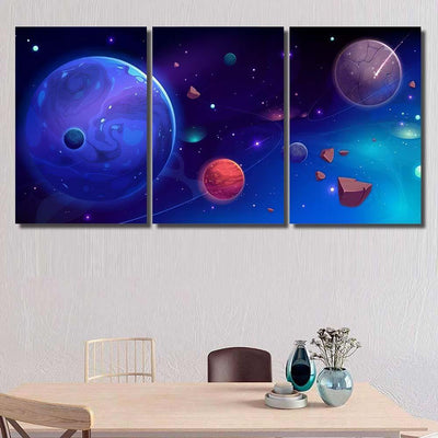 Planets Outer Space Satellites Falling Meteor Galaxy Sky and Space Multi Piece Panel Canvas Home Decor Housewarming Gift Ideas Poster Canvas Gallery Prints