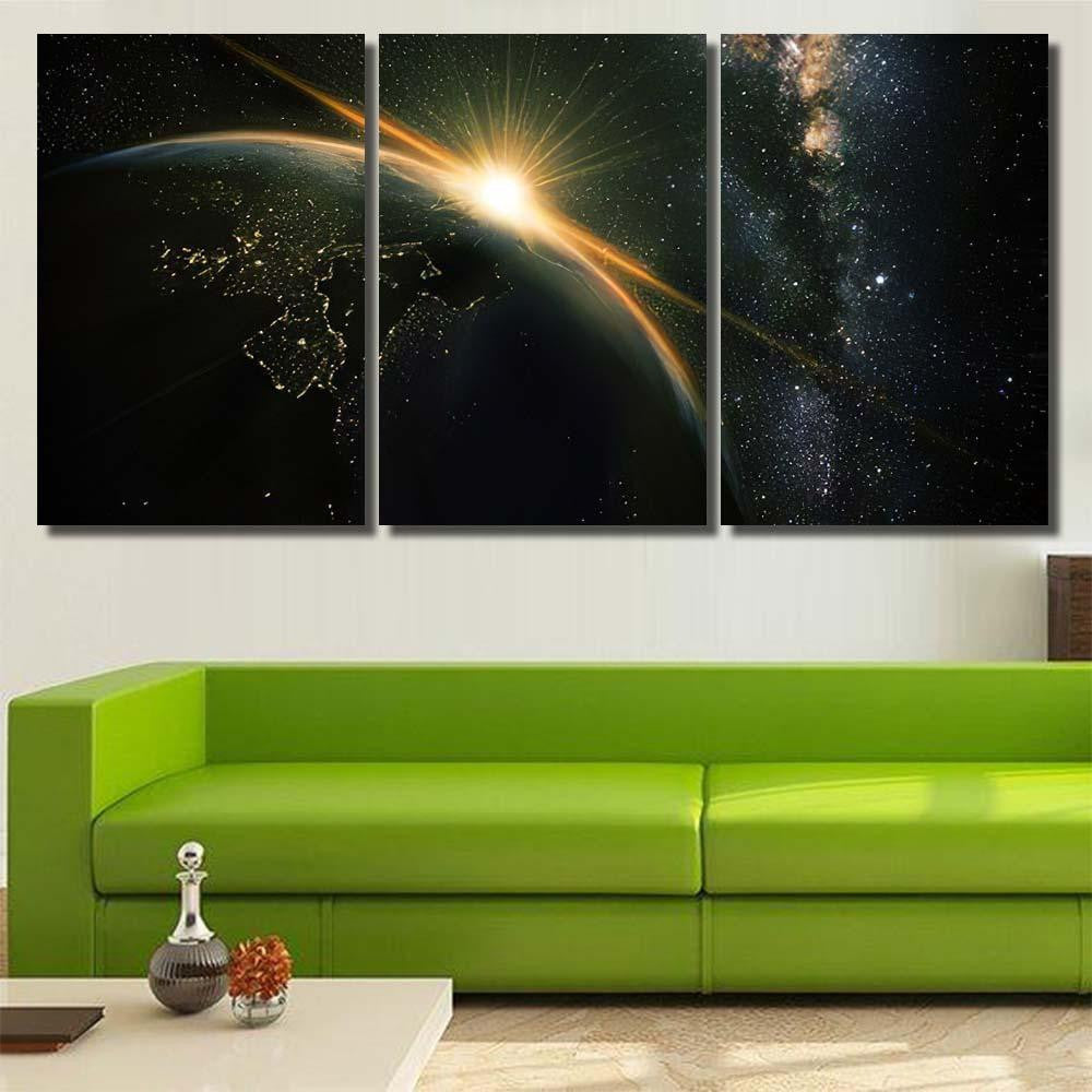Sunrise View Earth Space Milky Way Galaxy Sky and Space Multi Piece Panel Canvas Home Decor Housewarming Gift Ideas Poster Canvas Gallery Prints