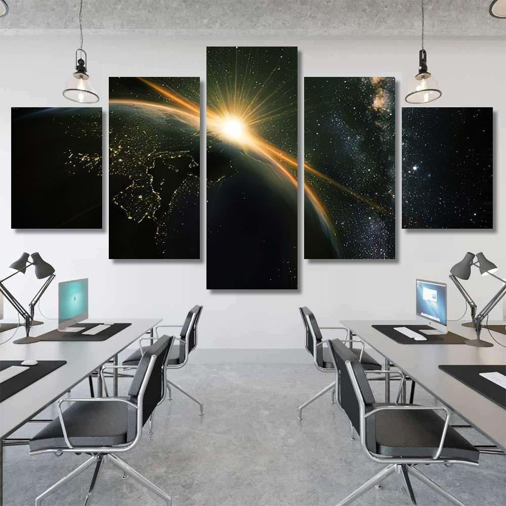 Sunrise View Earth Space Milky Way Galaxy Sky and Space Multi Piece Panel Canvas Home Decor Housewarming Gift Ideas Poster Canvas Gallery Prints