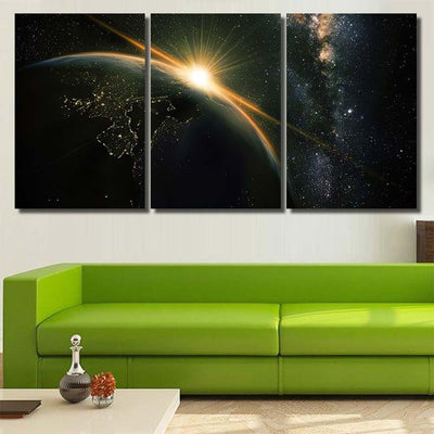 Sunrise View Earth Space Milky Way Galaxy Sky and Space Multi Piece Panel Canvas Home Decor Housewarming Gift Ideas Poster Canvas Gallery Prints