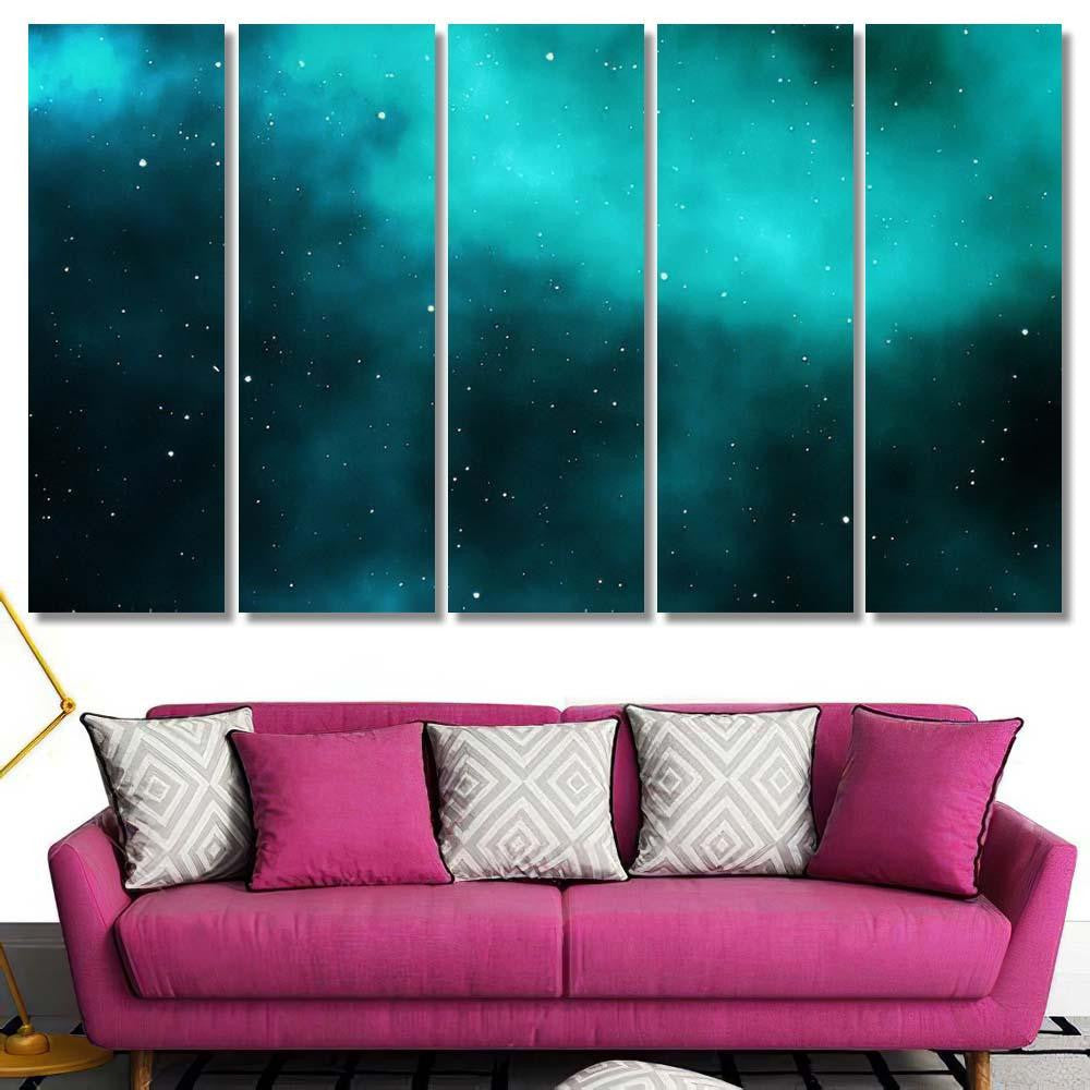 Spacescape Illustration Astronomy Graphic Design Background Galaxy Sky and Space Multi Piece Panel Canvas Home Decor Housewarming Gift Ideas Poster Canvas Gallery Prints