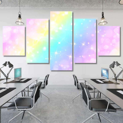 Holographic Vector Illustration Pastel Color Galaxy 1 Galaxy Sky and Space Multi Piece Panel Canvas Home Decor Housewarming Gift Ideas Poster Canvas Gallery Prints