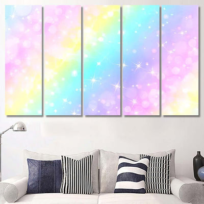 Holographic Vector Illustration Pastel Color Galaxy 1 Galaxy Sky and Space Multi Piece Panel Canvas Home Decor Housewarming Gift Ideas Poster Canvas Gallery Prints