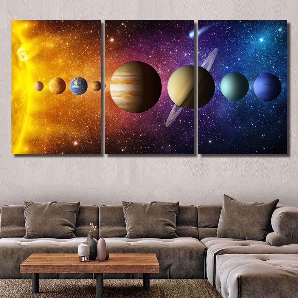 Solar System Planet Comet Sun Star 1 Galaxy Sky and Space Multi Piece Panel Canvas Home Decor Housewarming Gift Ideas Poster Canvas Gallery Prints
