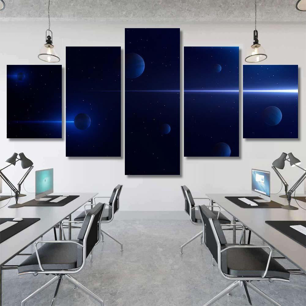 Planets 3D On Background Stars Galaxy Galaxy Sky and Space Multi Piece Panel Canvas Home Decor Housewarming Gift Ideas Poster Canvas Gallery Prints