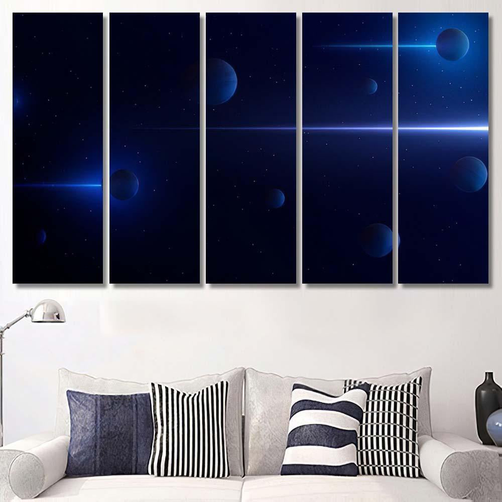Planets 3D On Background Stars Galaxy Galaxy Sky and Space Multi Piece Panel Canvas Home Decor Housewarming Gift Ideas Poster Canvas Gallery Prints