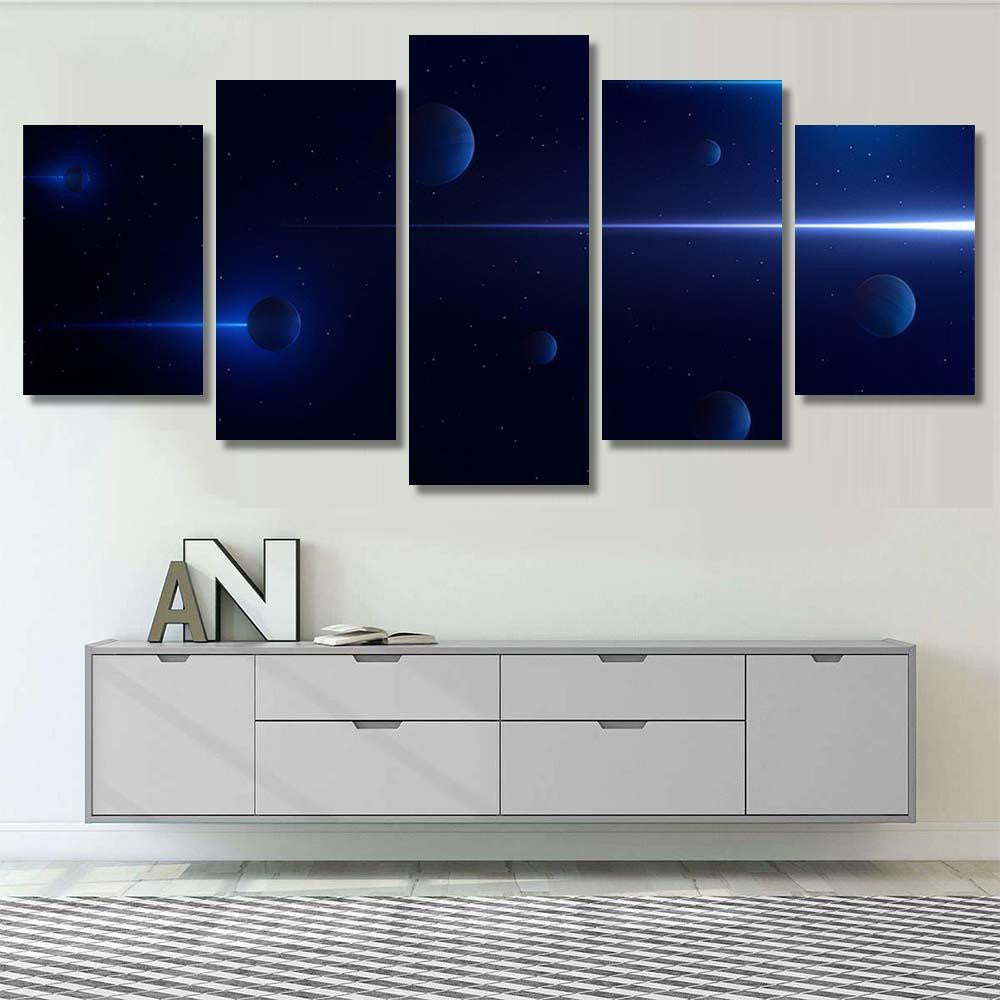 Planets 3D On Background Stars Galaxy Galaxy Sky and Space Multi Piece Panel Canvas Home Decor Housewarming Gift Ideas Poster Canvas Gallery Prints