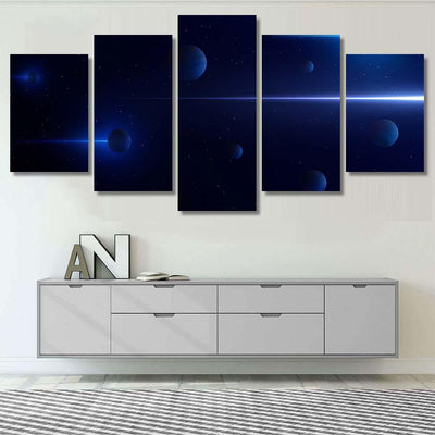 Planets 3D On Background Stars Galaxy Galaxy Sky and Space Multi Piece Panel Canvas Home Decor Housewarming Gift Ideas Poster Canvas Gallery Prints