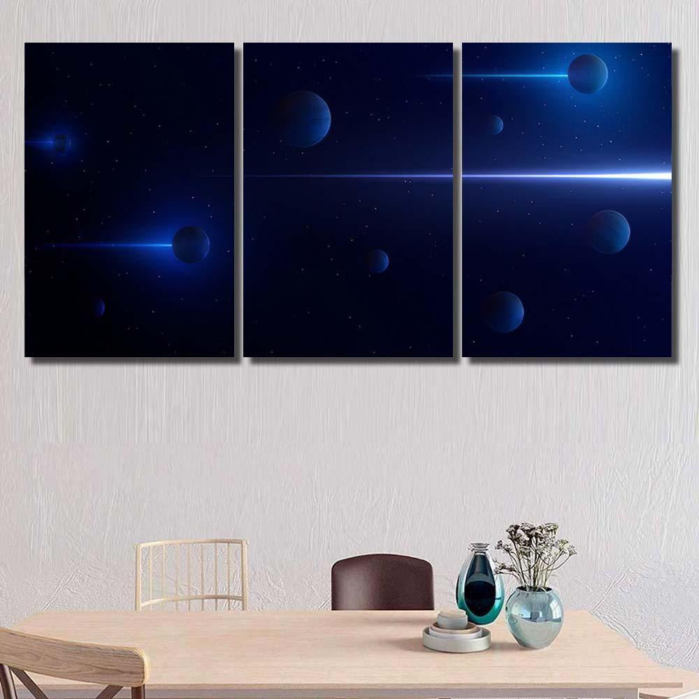 Planets 3D On Background Stars Galaxy Galaxy Sky and Space Multi Piece Panel Canvas Home Decor Housewarming Gift Ideas Poster Canvas Gallery Prints