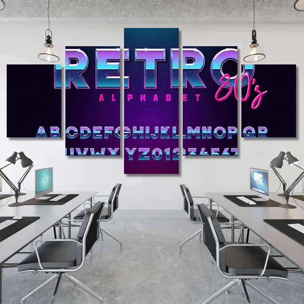 Retro Font Effect Based On 80S Galaxy Sky and Space Multi Piece Panel Canvas Home Decor Housewarming Gift Ideas Poster Canvas Gallery Prints