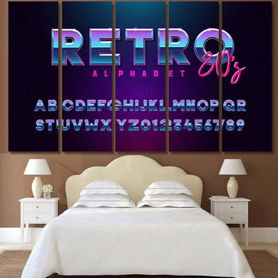 Retro Font Effect Based On 80S Galaxy Sky and Space Multi Piece Panel Canvas Home Decor Housewarming Gift Ideas Poster Canvas Gallery Prints