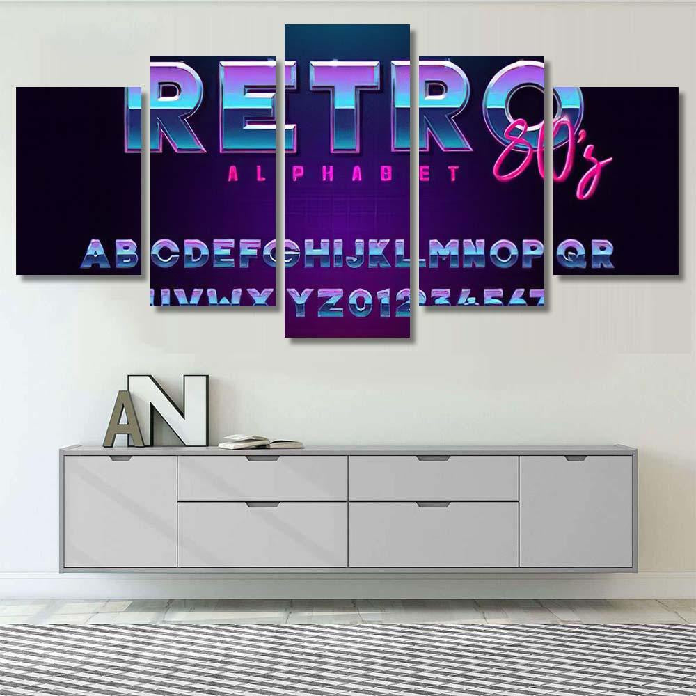 Retro Font Effect Based On 80S Galaxy Sky and Space Multi Piece Panel Canvas Home Decor Housewarming Gift Ideas Poster Canvas Gallery Prints