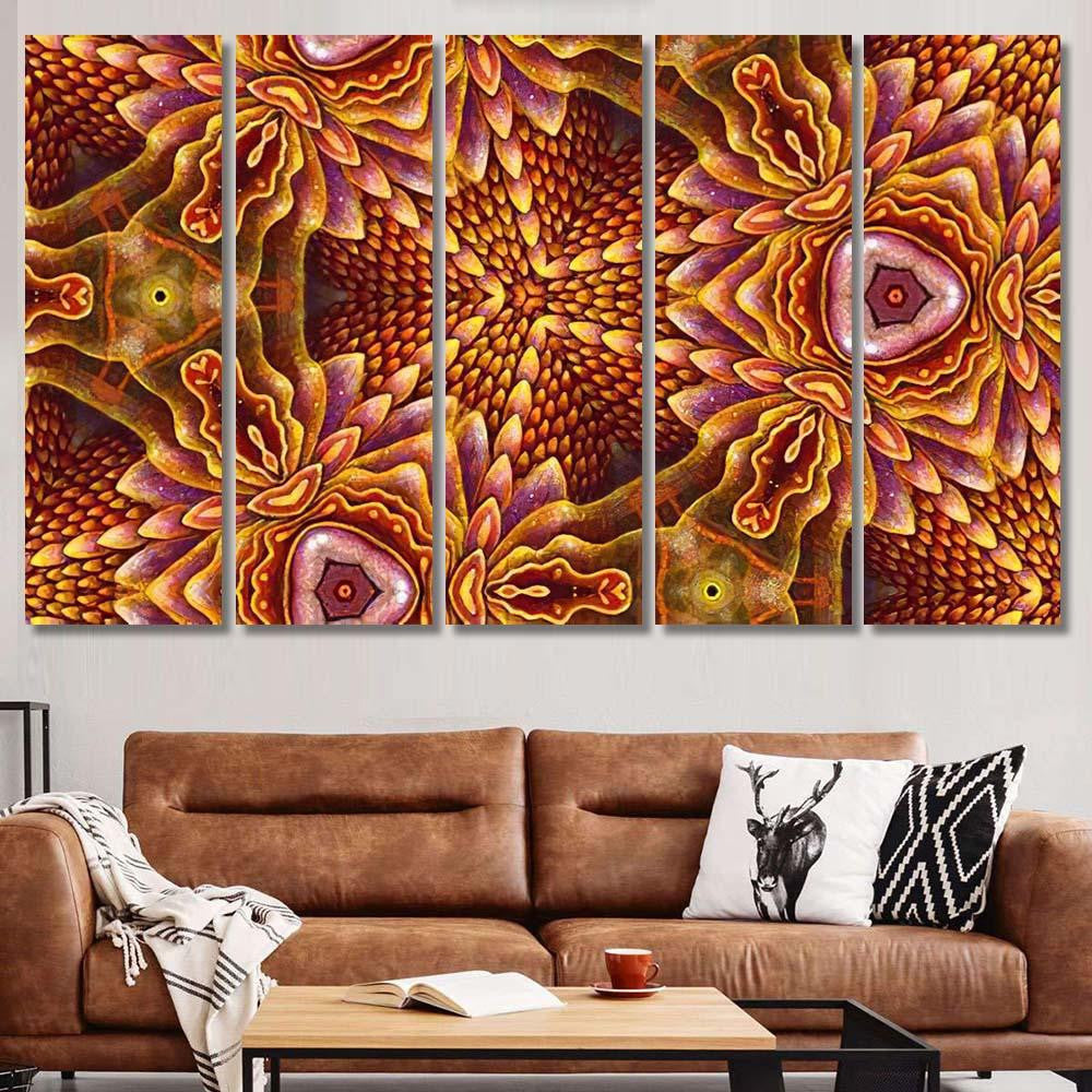 Psychedelic Ornament Surrealism Bright Neon Shape 1 Galaxy Sky and Space Multi Piece Panel Canvas Home Decor Housewarming Gift Ideas Poster Canvas Gallery Prints
