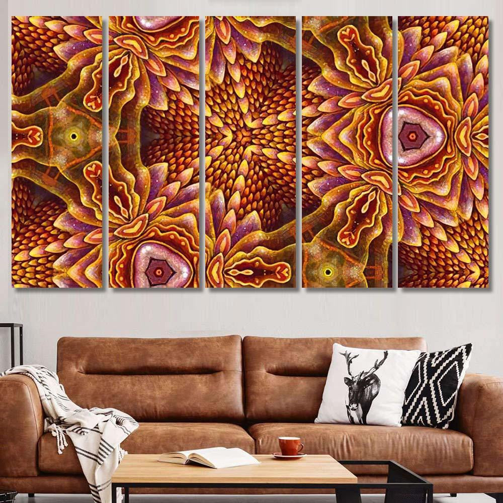 Psychedelic Ornament Surrealism Bright Neon Shape 1 Galaxy Sky and Space Multi Piece Panel Canvas Home Decor Housewarming Gift Ideas Poster Canvas Gallery Prints