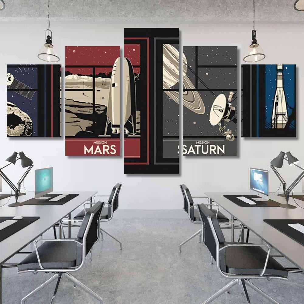Space Missions Set Posters Asteroid Moon Galaxy Sky and Space Multi Piece Panel Canvas Home Decor Housewarming Gift Ideas Poster Canvas Gallery Prints
