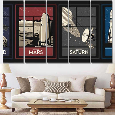 Space Missions Set Posters Asteroid Moon Galaxy Sky and Space Multi Piece Panel Canvas Home Decor Housewarming Gift Ideas Poster Canvas Gallery Prints