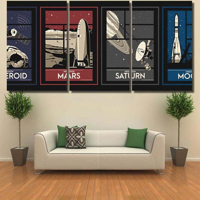Space Missions Set Posters Asteroid Moon Galaxy Sky and Space Multi Piece Panel Canvas Home Decor Housewarming Gift Ideas Poster Canvas Gallery Prints