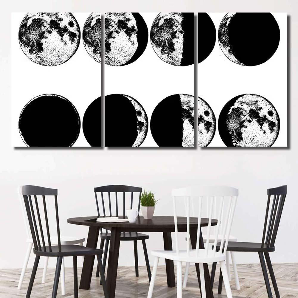 Moon Phases Planets Solar System Astrology 1 Galaxy Sky and Space Multi Piece Panel Canvas Home Decor Housewarming Gift Ideas Poster Canvas Gallery Prints