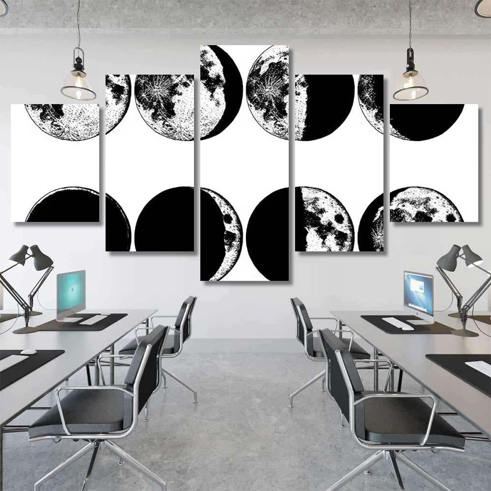 Moon Phases Planets Solar System Astrology 1 Galaxy Sky and Space Multi Piece Panel Canvas Home Decor Housewarming Gift Ideas Poster Canvas Gallery Prints