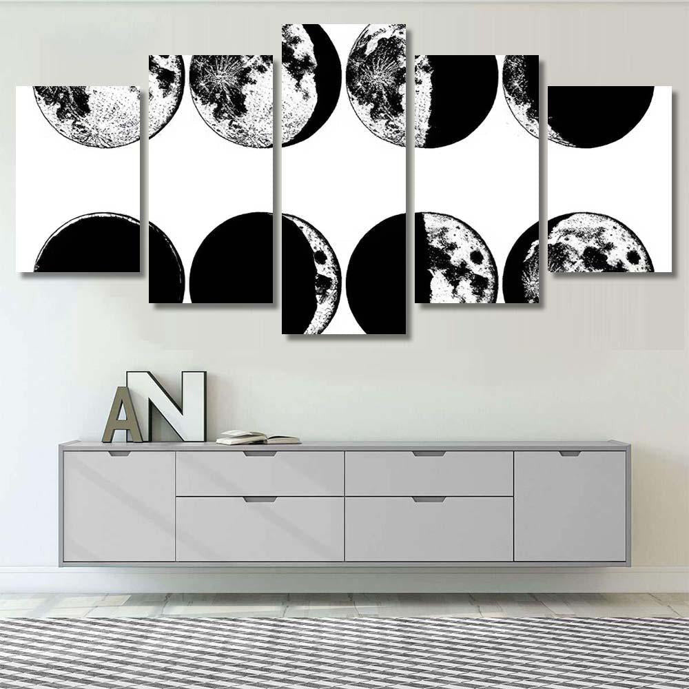 Moon Phases Planets Solar System Astrology 1 Galaxy Sky and Space Multi Piece Panel Canvas Home Decor Housewarming Gift Ideas Poster Canvas Gallery Prints