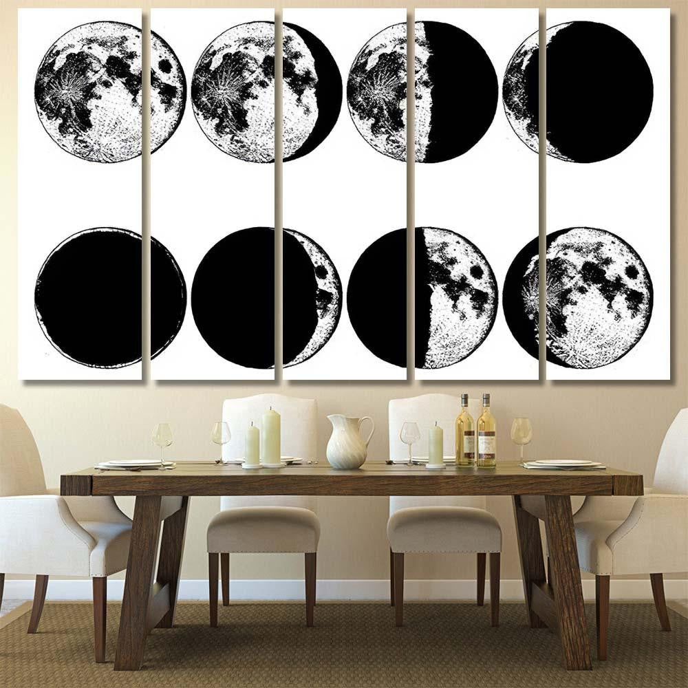 Moon Phases Planets Solar System Astrology 1 Galaxy Sky and Space Multi Piece Panel Canvas Home Decor Housewarming Gift Ideas Poster Canvas Gallery Prints