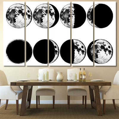 Moon Phases Planets Solar System Astrology 1 Galaxy Sky and Space Multi Piece Panel Canvas Home Decor Housewarming Gift Ideas Poster Canvas Gallery Prints