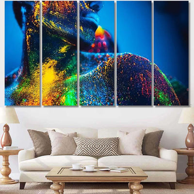 People Colored Fluorescent Powder Pair Lovers 1 Galaxy Sky and Space Multi Piece Panel Canvas Home Decor Housewarming Gift Ideas Poster Canvas Gallery Prints
