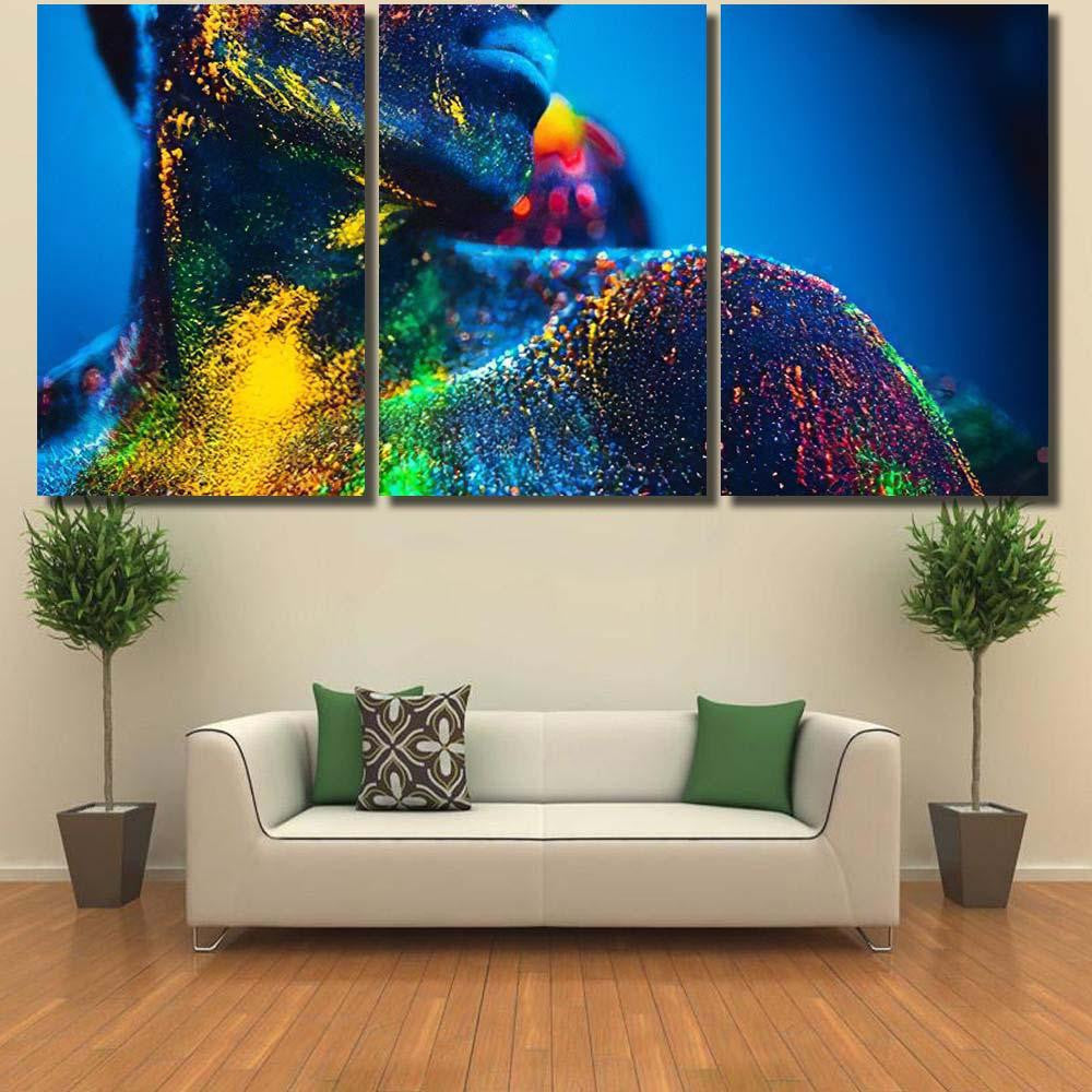 People Colored Fluorescent Powder Pair Lovers 1 Galaxy Sky and Space Multi Piece Panel Canvas Home Decor Housewarming Gift Ideas Poster Canvas Gallery Prints