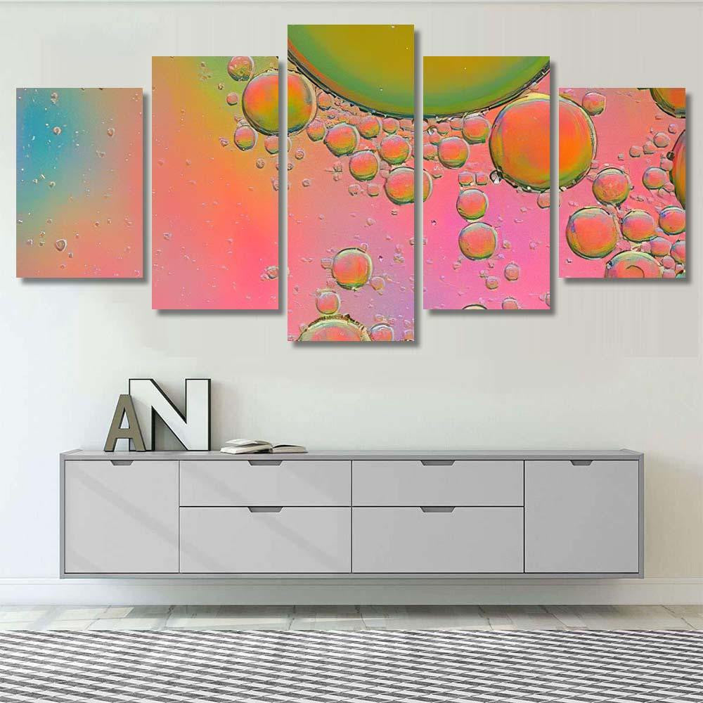Pink Psychedelic Abstract Formed By Oil Galaxy Sky and Space Multi Piece Panel Canvas Home Decor Housewarming Gift Ideas Poster Canvas Gallery Prints