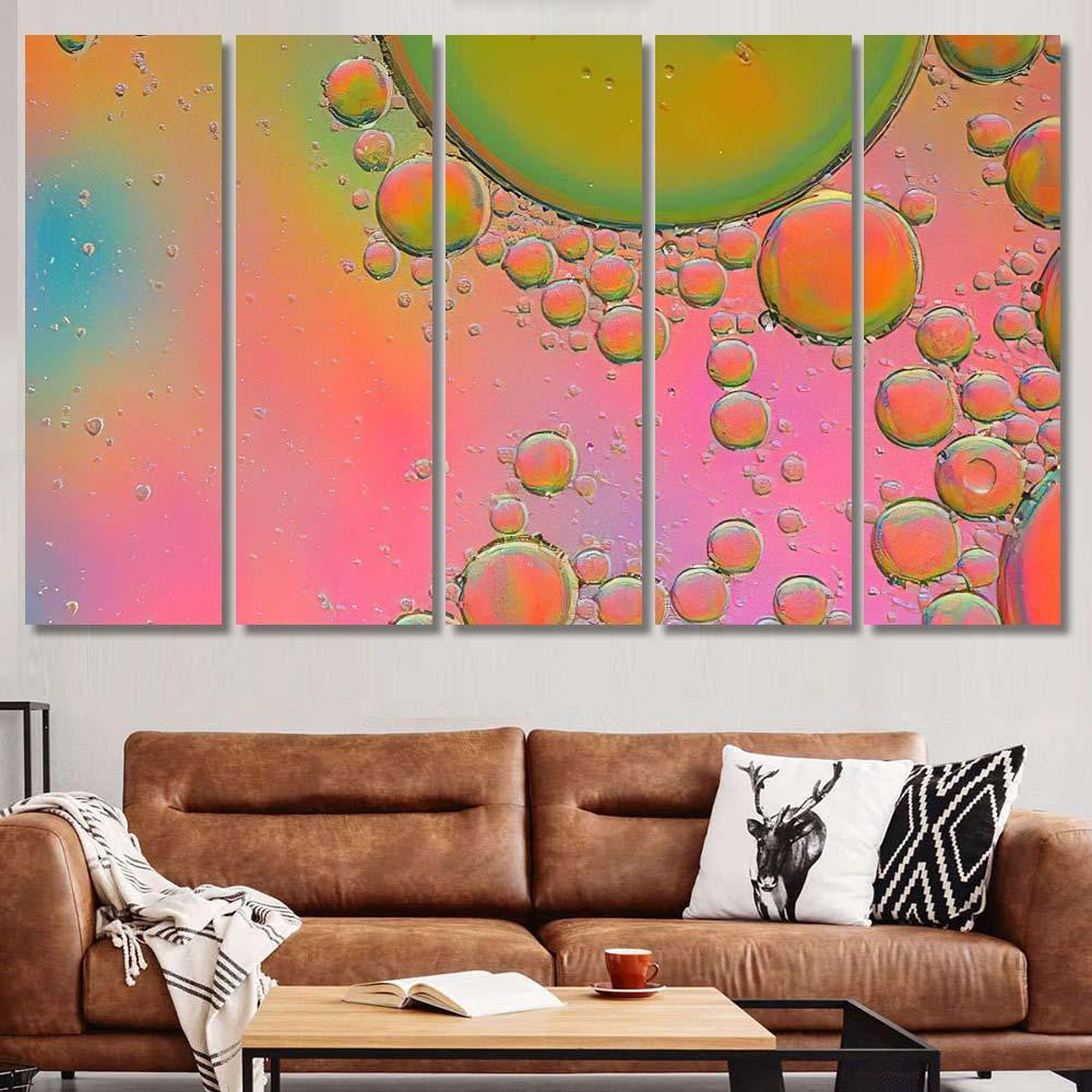 Pink Psychedelic Abstract Formed By Oil Galaxy Sky and Space Multi Piece Panel Canvas Home Decor Housewarming Gift Ideas Poster Canvas Gallery Prints
