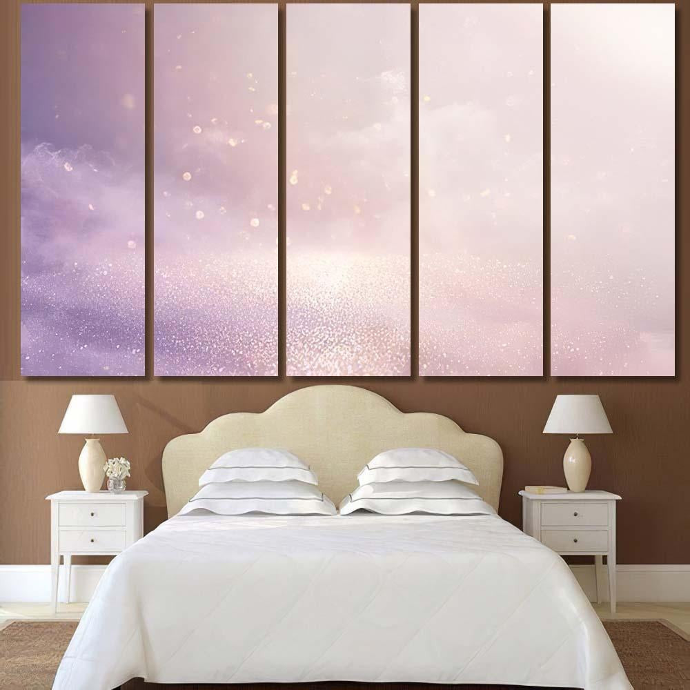 Glitter Vintage Pink Lights Background Defocused Galaxy Sky and Space Multi Piece Panel Canvas Home Decor Housewarming Gift Ideas Poster Canvas Gallery Prints