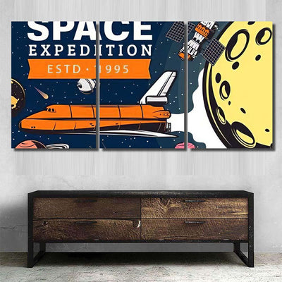 Space Expedition Flying Shuttle Galaxy Exploration Galaxy Sky and Space Multi Piece Panel Canvas Home Decor Housewarming Gift Ideas Poster Canvas Gallery Prints