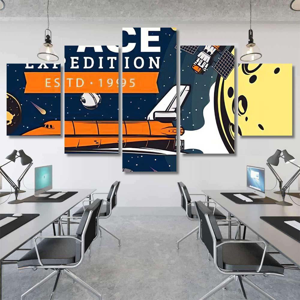 Space Expedition Flying Shuttle Galaxy Exploration Galaxy Sky and Space Multi Piece Panel Canvas Home Decor Housewarming Gift Ideas Poster Canvas Gallery Prints